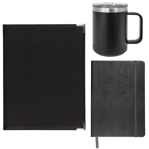 Faux Leather Portfolio + 5" x 8" Journal + 15oz Travel Mug  Thumbnail